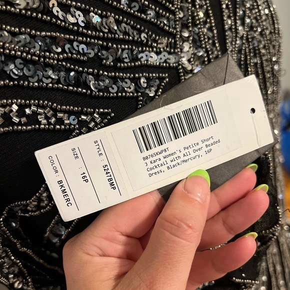 NWT J Kara beaded formal dress, cocktail dress, petite, size 16p, weddin… - Picture 5 of 8